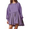 Women's Solid Color Patchwork Pleated Hoodie Dress - Autumn/Winter 2026 Collection