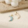 2 Pcs Brass Galaxy Charm 18K Gold Plated Enamel Half Moon Star Pearlized Clear Cubic Zirconia Pendant For Necklace DIY 24mmx12mm