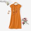 ZANZEA Women V-neck Casual Short Sleeve Floral Embroidery Dress