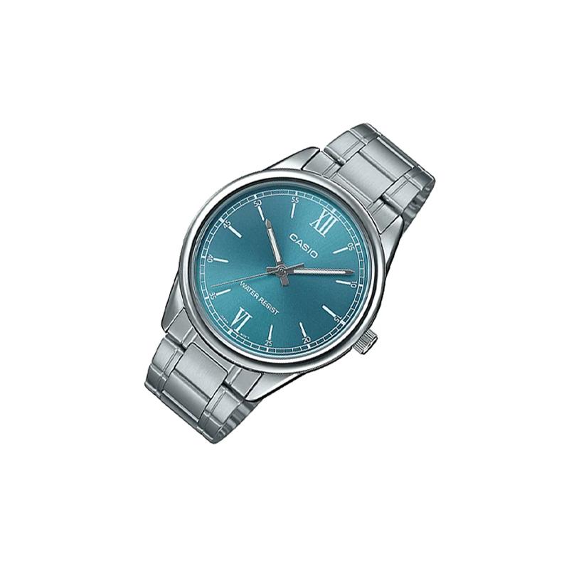 Casio CASIODRESS Series, Simple, Fashionable, Business and Casual, Classic Hands, Ocean Blue Dial, Waterproof, Quartz Movement, Stainless MTP-V005D-3B
