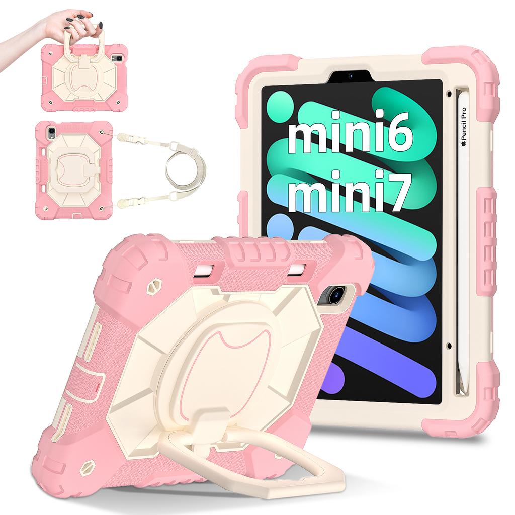 For Apple iPad Mini (2024) 360° Rotating Grip Heavy Duty Protection Stand TPU+PC 3in1 Anti-knock Shockproof Tablets PC Case