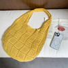 Polyester Knit Tote Bag for Women Oversized Crochet Shoulder Handbag Soft Mesh Woven Purse Casual Daily Commute Bag KTB