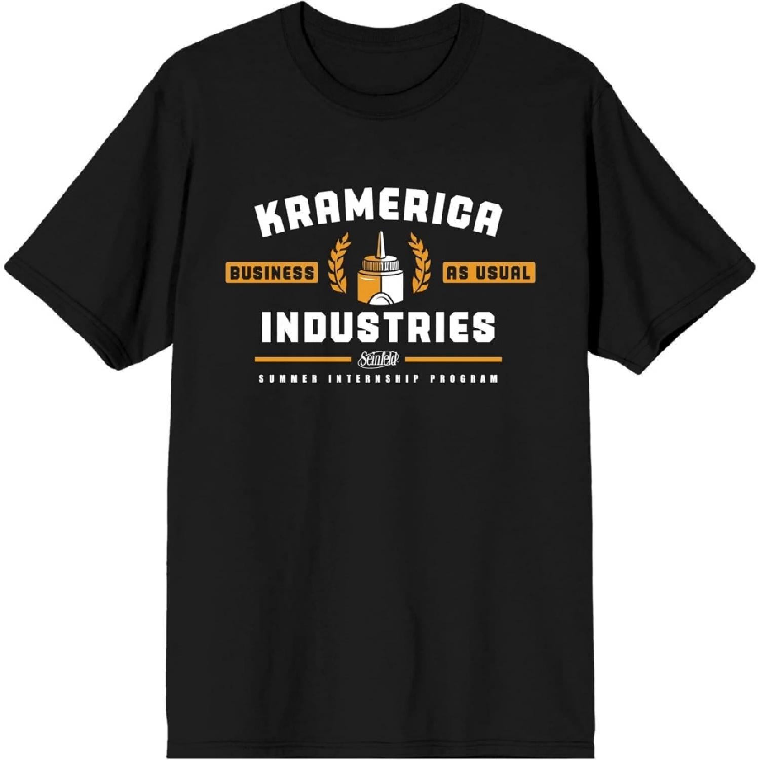 Seinfeld Kramerica Business as Usual Men s Black Graphic Tee S