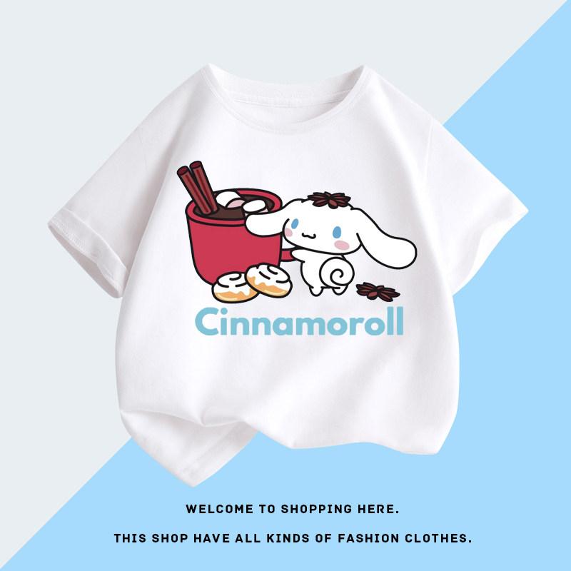 

Summer 2026 new childrens Tshirt cinnamoroll graffiti cartoon print pure cotton breathable parentchild fashion short sleeve S