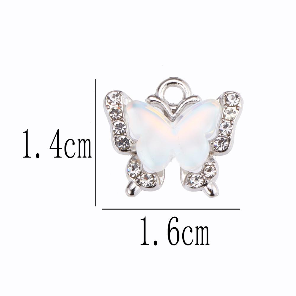 10Pcs Fashion Colorful Crystal Butterfly Pendant Shiny Zircon Charms For Korean Women Necklace Choker Jewelry Accessories Wholes