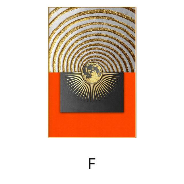 Modern Nordic Light Luxury Style Decorative Posters Abstract Gold Foil Art Canvas Painting for Home Living Room Wall Retro Photo