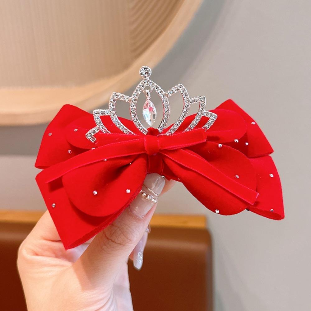 Headwear Red Bow Hairpin Velvet Shiny Velvet Hairpins Hair Accessories  Children's Hair Accessories