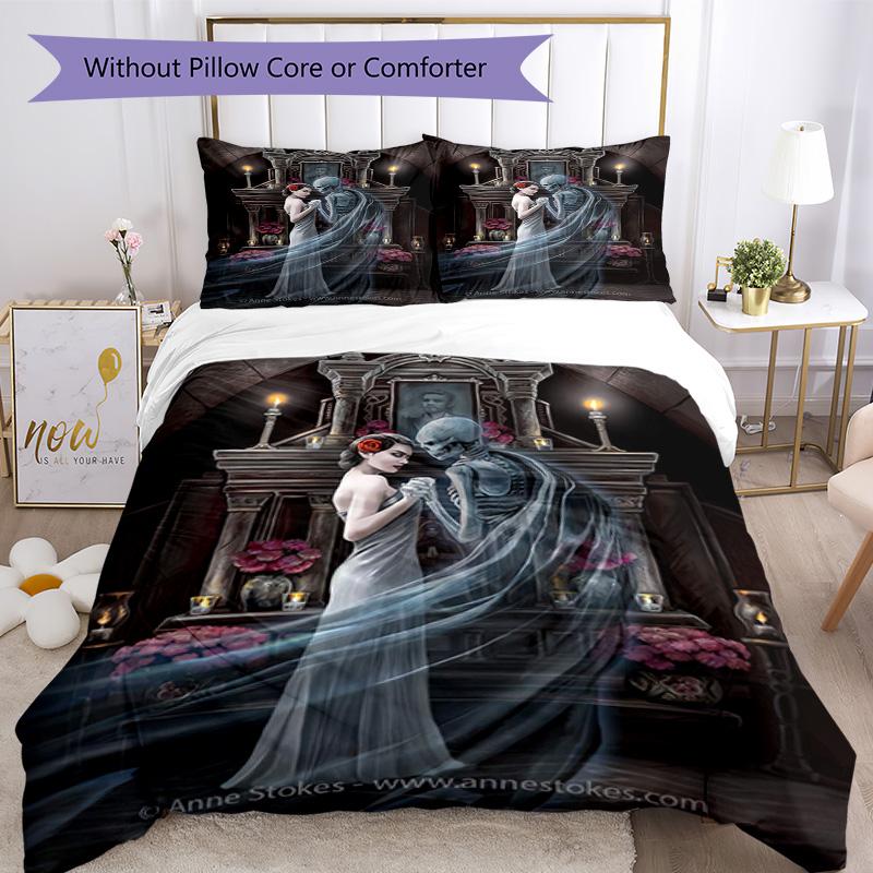 Set Biancheria da Letto Stile Gotico Traspirante Copripiumino con Federe Biancheria da Letto Decorativa per Camera da Letto Decorazione Casa Regalo di Compleanno