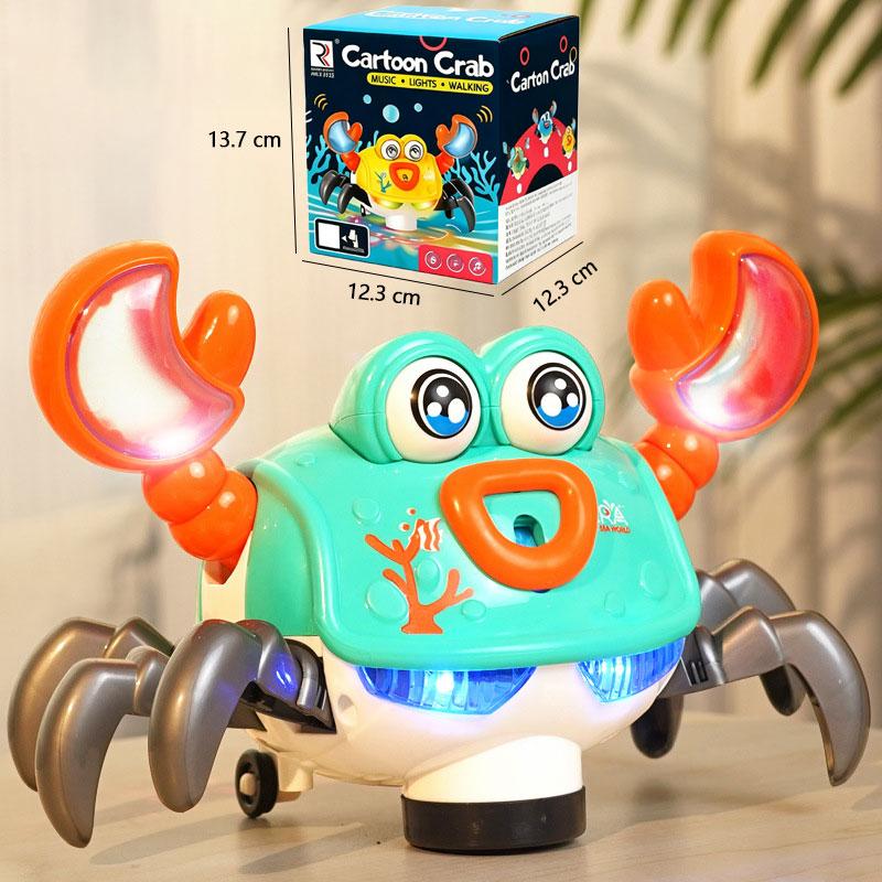 Elektrisches Omnidirektionales Cartoon Krabbenspielzeug für Babys mit LED-Lichtern Musik Bionische Bewegungen Pädagogisches Spaßgeschenk