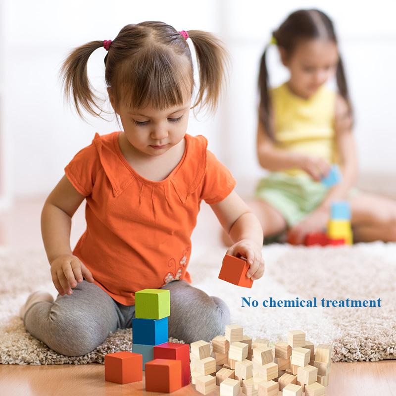 50/100PCS Unfinished Blank Mini DIY Wooden Square Blocks 1cm Wood Solid Cubes for Woodwork Craft Kids Puzzle Making Material