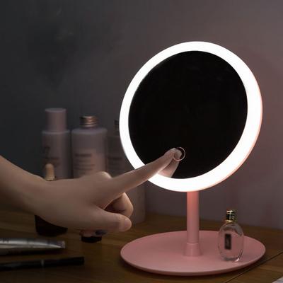 LED Makeup Mirror with Light Lamp with Storage Desktop Rotating Cosmetic Mirror Light Adjustable Vanity Mirror