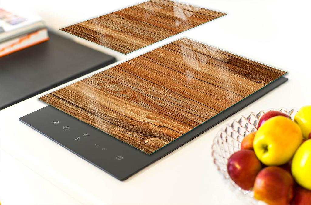 PIANO PROTETTIVO IN VETRO PER CUCINA 65x52 LEGNO