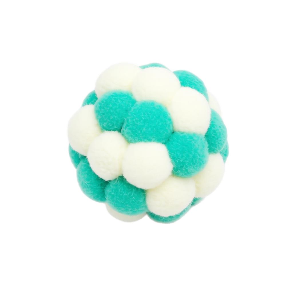 Plush Pom Pom Cat Toy with Bell Interactive Soft Ball for Cat Play and Exercise Durable Pet Toy for Indoor Use