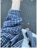Women's Early Autumn Casual Blue Plaid Jacket-Shirt, American Retro Style
