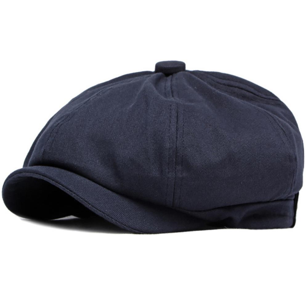 

HT4669 Berets for Men Women Retro Artist Painter Octagonal Beret Hat Male Female Solid Plain Ivy Flat Cap Mens Cotton Beret Cap 55-60cm Adjustable темно-синього кольору