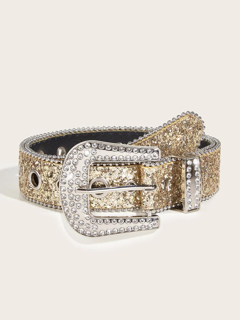 Spice Girl Belt Female Tide Eye Shiny Style Western Rhinestone Buckle Wide Belt Waist Chain