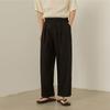 Pantaloni da uomo minimalisti a gamba larga a vita alta pieghettati vestibilità morbida tinta unita marrone casual per l'abbigliamento quotidiano da strada