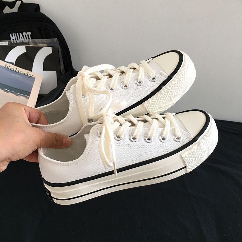 Thick-soled 1970 high-top canvas shoes women's versatile student cloth shoes 2025 new retro Harajuku board shoes white shoes