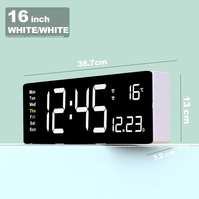 Digital Wall Clock Large Alarm Clock Remote Control Date Week Temperature Clock Dual Alarms Display Clock