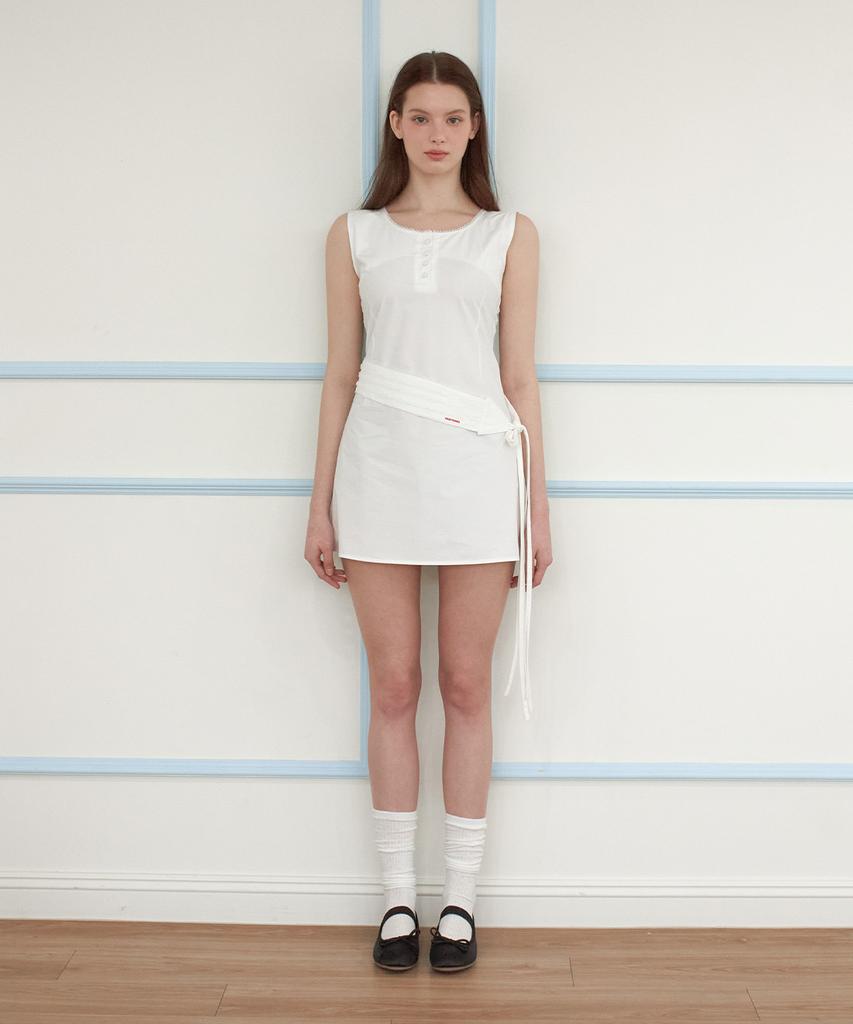Kissing Spring Picnic Button Mini Dress (Ivory)