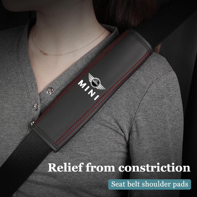 Car Seat Belt Cushion Safety Belt Leather Shoulder Protector Pad For MINI Cooper JCW Countryman Clubman Cabrio Paceman Coupe