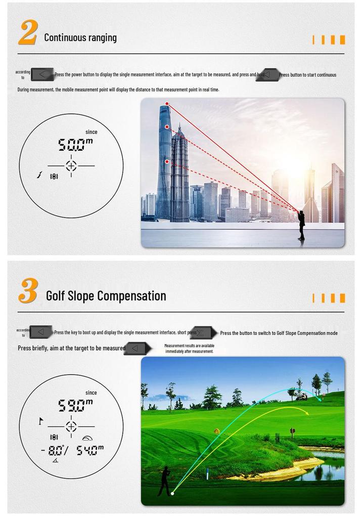Cross-border New Laser Rangefinder Golf Telescope with Touch Screen, Angle & Speed Measurement