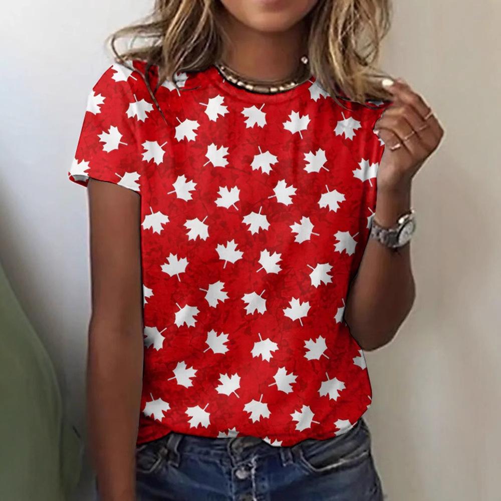 Floral Comfortable Stylish Simple Cartoon Short Sleeve T-Shirt Women's Digital Printing Slim Top