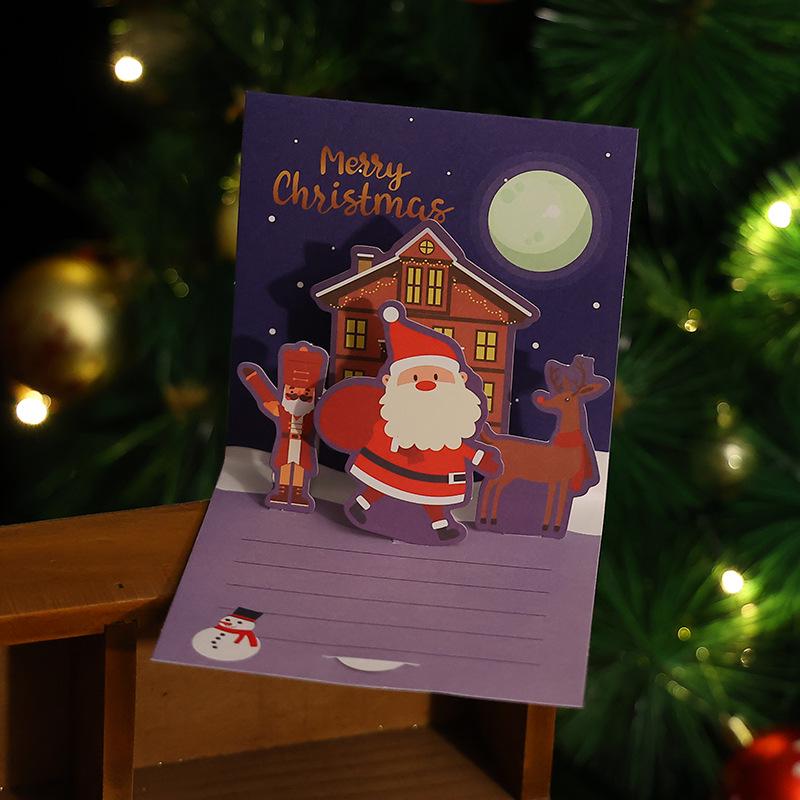 3D Christmas Pop-Up Greeting Card for Thanksgiving Holiday Blessings, DIY Christmas Eve, Handwritten Blank Card for Teacher Gift