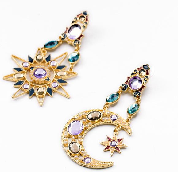 Wish Earrings Fashion Exaggeration Sun Moon Earrings Alloy Earrings Earrings