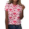 Women's Casual Round Neck Valentine's Day Printed Short Sleeve T-shirt