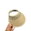 Light Luxury Pearl Rhinestone Empty Top Hat Women's Summer Outdoor Travel Light Big Brim Vinyl Sun Hat