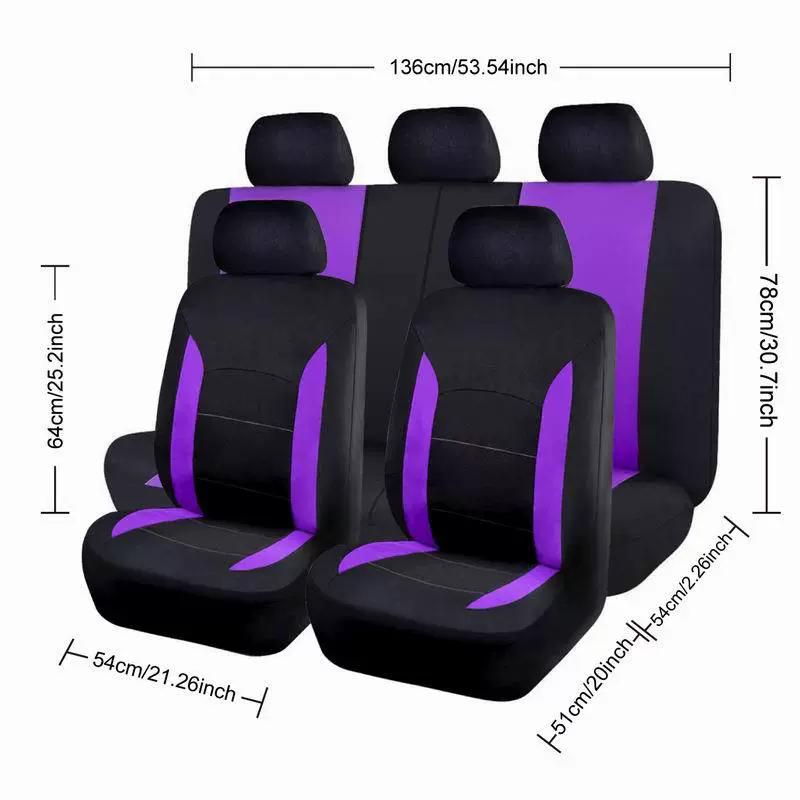 Juego de 37 Piezas para Interior de Coche para Mujer - Fundas de Asiento de Poliéster, Funda de Volante de PU, Almohadillas para Hombros, Tiras Decorativas, etc.