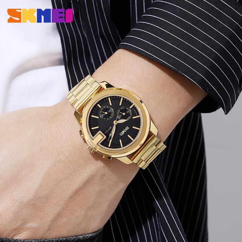 Fashion multi-functional scale quartz watch, solid steel belt business men's watch direct sales