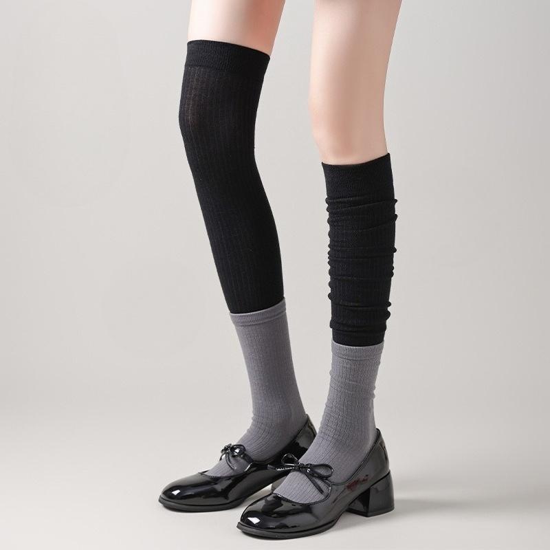 Γκρι Μεγάλη Αντίθεση Χρωμάτων, Διπλό Στόμα Κολέγιο Στυλ Κάλτσες Σωλήνας, Γυναικείες Κάλτσες Πάνω από το Γόνατο, Μακριές Κάλτσες, Ψηλές Κάλτσες, Κάλτσες Μπότας, Κόκκινες Κάλτσες