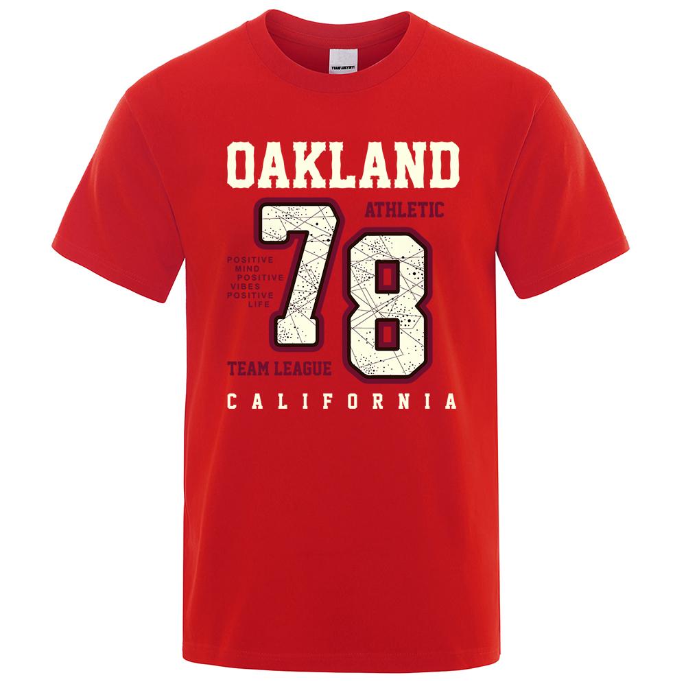 Oakland Athletic 78 Team League California Men Tee T Shirt Cotton Summer T-Shirt Casual Breathable Clothes Oversize Short Sleeve