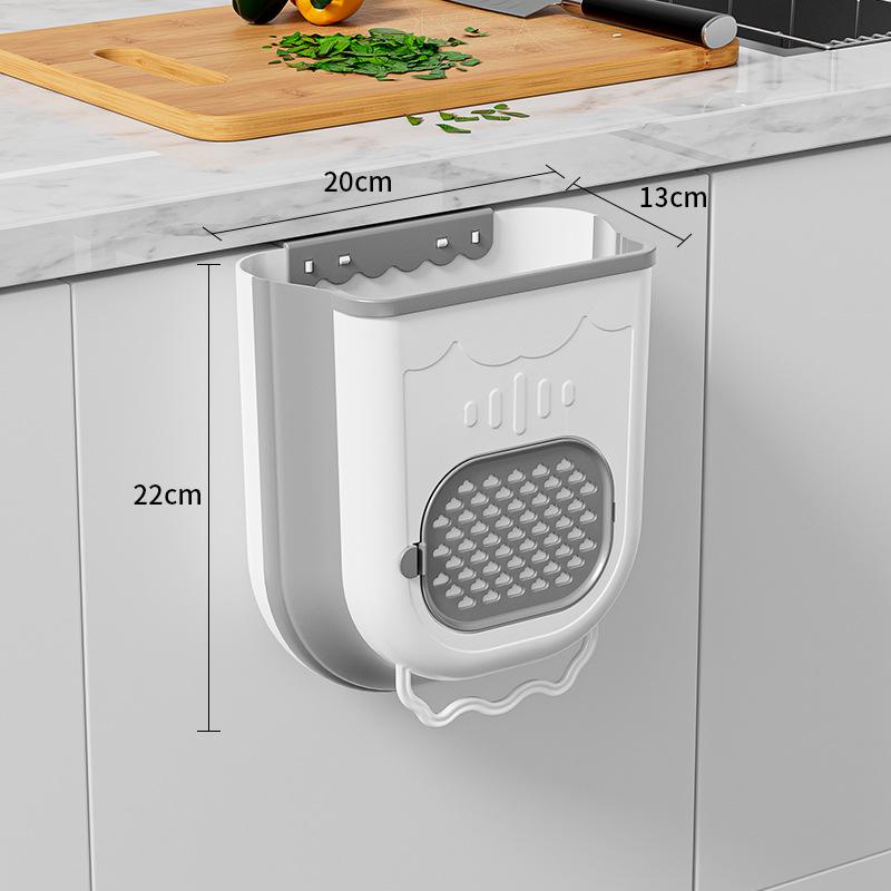Foldable Wall-Mounted Hanging Trash Can for Kitchen & Bathroom - Easy-to-Clean, High-Quality Plastic Bin