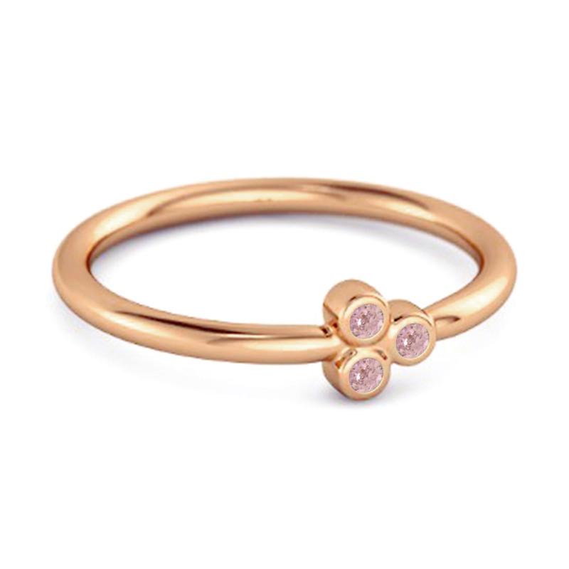 Pink Topaz Triple Bezel Cluster Women Wedding Ring  - 925 Sterling Silver Rose Gold Vermeil
