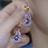 Luxury Fashion Purple Zircon Leaf Pendant Earrings for Women Elegant Crystal Flower Ear Buckle Earring Girl Party Jewelry Gifts