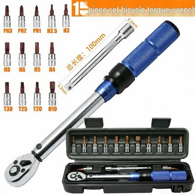 15-Piece High Precision Adjustable Torque Wrench Set for Bicycle Repair