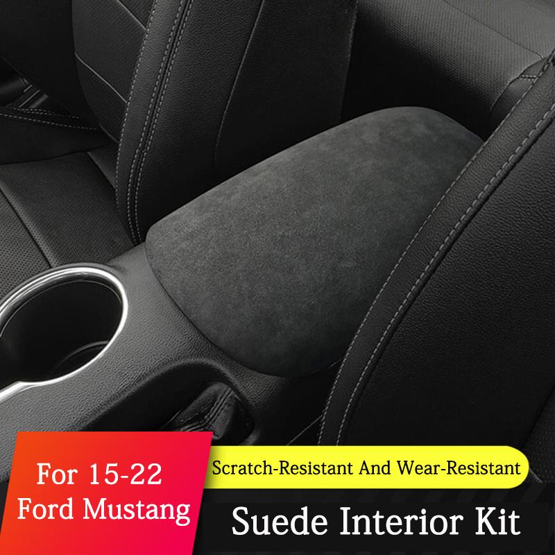 

TAJIAN Декор рулевого колеса Рамка дверной ручки Крышка ящика для хранения Наклейка Замша Интерьер для автомобиля Ford Mustang 15-22