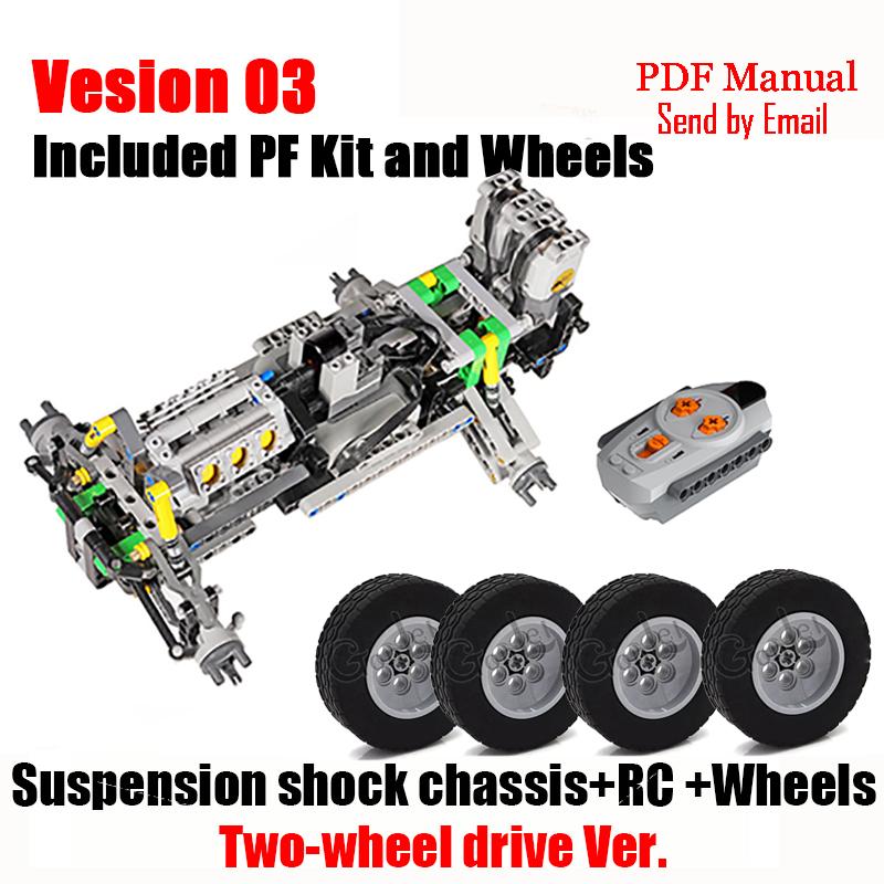 NEW MOC Steering chassis independent wheel suspension mini fake V8 engine Speed gearbox Compatib with High-tech for Off-Road