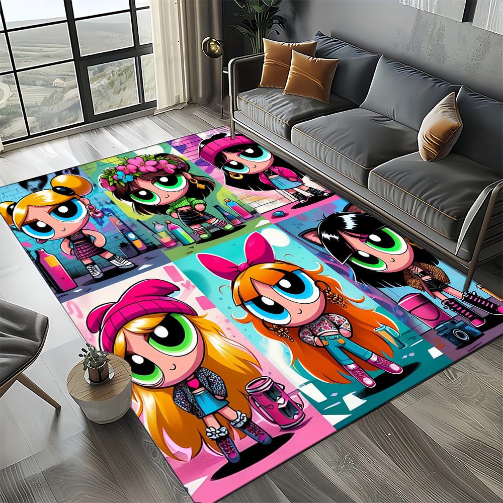 27 Style New Kawaii P-Powerpuff Girl Cartoon Carpet Rug for Living Room Bedroom Home Sofa Decoration,Kid Play Non-slip Floor Mat