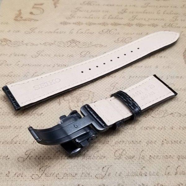 SEIKO watch crocodile for Astron S23617JC black leather DA431DC band, leather, 9F62-0AD0, strap, 20mm