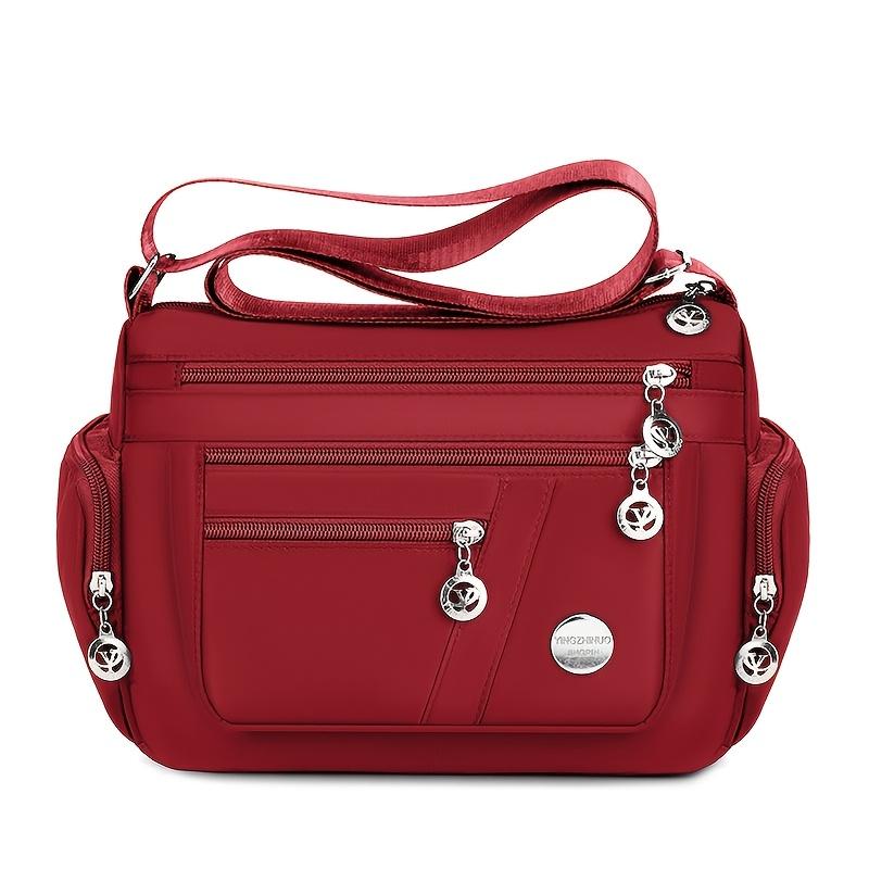 

Нейлоновая сумка-мессенджер, Нейтральная нейлоновая ткань Оксфорд Женская наплечная сумка-мессенджер, Сумка для отдыха для среднего и пожилого возраста красный