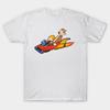 Men Black Print T-shirt Calvin And Hobbes Riding A Car No-Cut Transfer Paper Print Cotton Tshirt