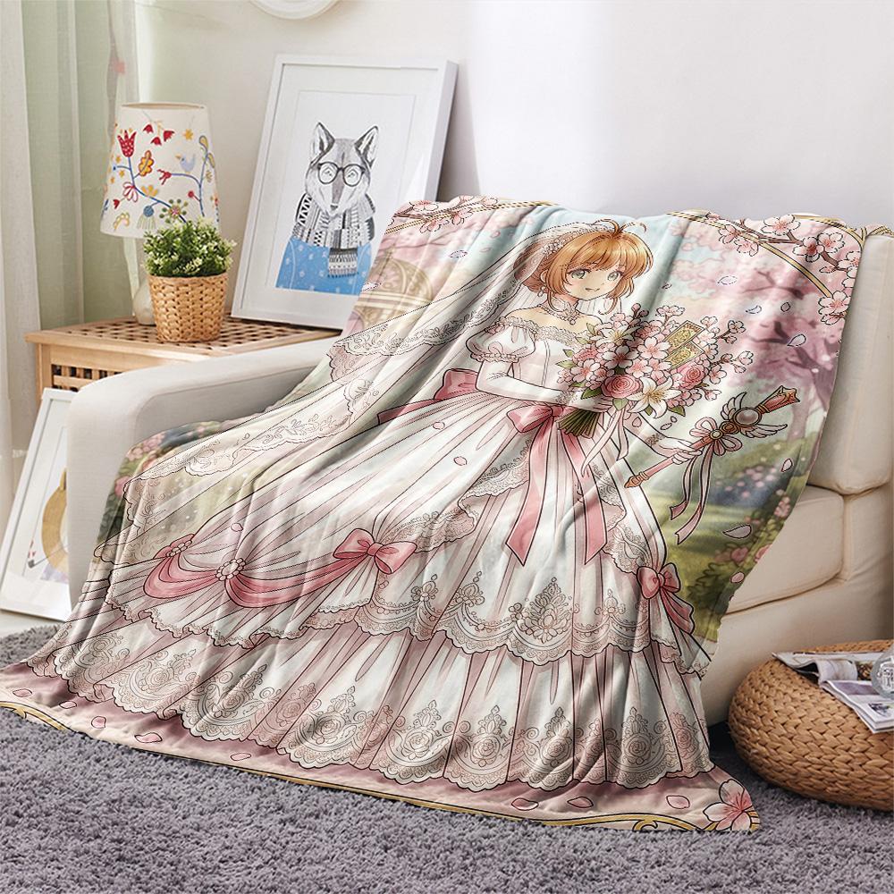 Cardcaptor Sakura Kinomoto Sakura Theme Collection flannel blanket, stylish for home decor, great gift choice
