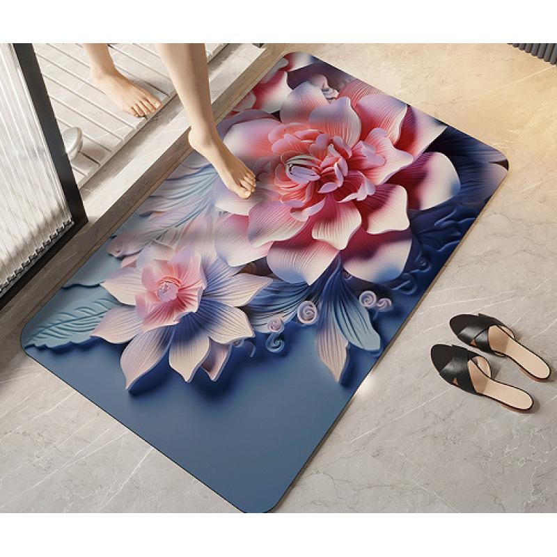 

3D ванная мягкая диатомовая земля коврик впитывающий нескользящий быстросохнущий коврик для ног напольный коврик для дома вход в ванную прихожую 60*90cm-3.5mm