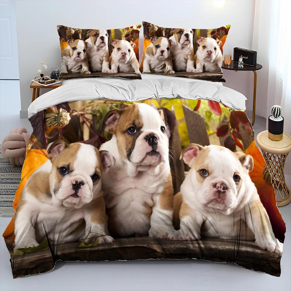 Kreskówkowy pies pitbull, zestaw pościeli z kołdrą, poszwa na kołdrę, poszewka na poduszkę, zestaw pościeli w rozmiarze king, queen dla dorosłych i dzieci