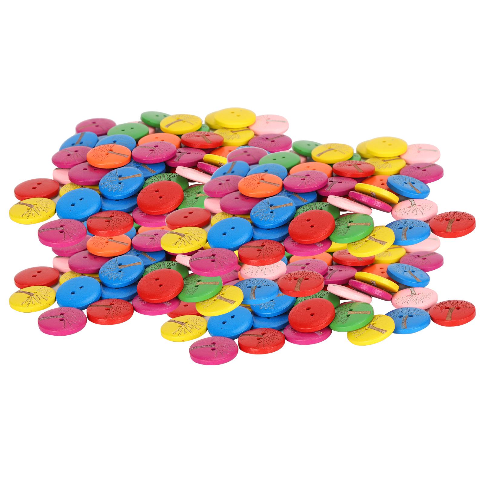 

200Pcs Wooden Buttons 2‑Holes Mixed Colorful Round Button for DIY Crafts Sewing 20mm