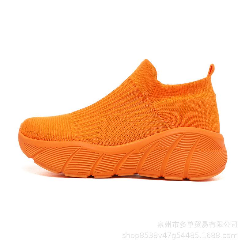 Lazy Comfortable Spring and Autumn Fly-woven Socks Shoes Thick-soled Large-size Sports Shoes Shock-absorbing Running Shoes
